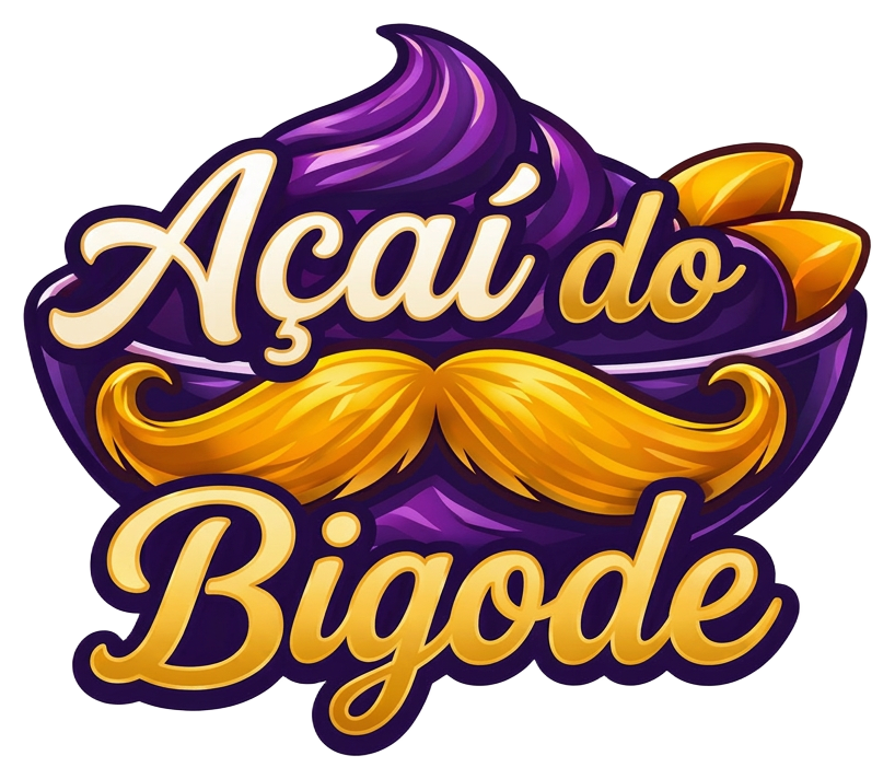 Logo Açaí do Bigode — tigela de açaí com bigode dourado